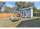 Backyard with shed, fire pit, and chairs at 111 W Ida St, Tampa, FL 33603