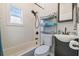 Simple bathroom with white subway tiles and a shower/tub combo at 111 W Ida St, Tampa, FL 33603