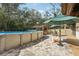 Spacious pool area with brick patio and seating at 13345 14Th St, Dade City, FL 33525