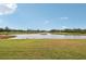 Serene pond view with lush green grass at 2234 Preservation Green Ct, Sun City Center, FL 33573