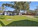 Large backyard with grassy area and large tree at 2522 Krueger Ln, Tampa, FL 33618