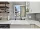 A farmhouse-style kitchen sink with a black gooseneck faucet at 2522 Krueger Ln, Tampa, FL 33618