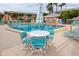 Community pool area with patio table and chairs at 3475 41St S Ter # 215, St Petersburg, FL 33711