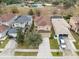 Aerial view of the house and surrounding neighborhood, showing a community pool and playground at 17608 Glenapp Dr, Land O Lakes, FL 34638