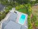 Backyard oasis with a refreshing pool and lush greenery at 414 S Shore Crest Dr, Tampa, FL 33609