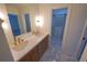 Spa-like bathroom with double vanity, marble countertops, and walk-in closet at 414 S Shore Crest Dr, Tampa, FL 33609