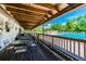 Covered patio area overlooking the community pool at 775 Rolling Hills Dr, Palm Harbor, FL 34683