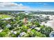 Aerial perspective of a house situated in a tranquil waterfront neighborhood at 800 Missouri Ave, Palm Harbor, FL 34683