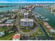Aerial view highlighting building location and surrounding area at 851 Bayway Blvd # 201, Clearwater, FL 33767