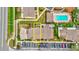 Aerial view showcasing the townhouse and its location within the community at 1505 Chateaux De Ville Ct, Clearwater, FL 33764