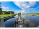 Private wooden dock extending into the water at 217 Oceania Ct, Apollo Beach, FL 33572