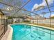 Sparkling blue pool with dolphin mosaic detail at 3005 Enisglen Dr, Palm Harbor, FL 34683