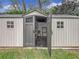 Interior of shed, showing shelving and workspace at 3005 Enisglen Dr, Palm Harbor, FL 34683