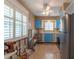 Kitchen under renovation with blue cabinets and exposed walls at 809 Mandalay Ave, Clearwater Beach, FL 33767