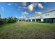 Large grassy backyard with views of neighboring townhomes at 10415 Butterfly Wing Ct, Riverview, FL 33578