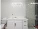 Bathroom with white vanity and walk-in shower at 4520 N Matanzas Ave, Tampa, FL 33614