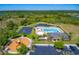 Community pool, playground, and clubhouse aerial view at 5027 Autumn Ridge Dr, Wesley Chapel, FL 33545