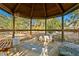 Cozy gazebo interior with seating, rug and tropical views at 5027 Sunrise S Dr, St Petersburg, FL 33705