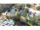 Aerial view showcasing the house's location near a pond and other homes at 5200 Lagos Ct, New Port Richey, FL 34655