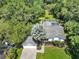 Aerial view of a single-story home with a pool and lush landscaping at 11624 Monette Rd, Riverview, FL 33569