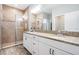 Elegant bathroom with double vanity and large shower at 12292 Lyon Pine Ln, Odessa, FL 33556