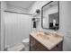 Clean bathroom with modern vanity, shower, and updated fixtures at 1512 Big Bass Dr, Tarpon Springs, FL 34689