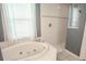 Bathroom with soaking tub and walk-in shower at 18209 Tivoli Ln, Lutz, FL 33558