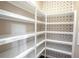 Walk-in pantry with ample shelving and decorative wallpaper at 18209 Tivoli Ln, Lutz, FL 33558