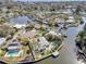 Gorgeous aerial shot featuring waterfront homes, private docks, lush greenery, and canals at 4801 Venetian Ne Pl, St Petersburg, FL 33703