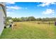 Large grassy backyard with a view of a lake at 5720 107Th E Ter, Parrish, FL 34219