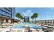 Luxury pool with comfortable lounge chairs and a large screen at 1101 E Jackson St # 3601, Tampa, FL 33602