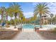 Resort-style pool with water slide and palm trees at 28475 Marsciano Ln, Wesley Chapel, FL 33543