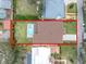Overhead view highlighting house footprint and pool, showing property dimensions and backyard space at 3213 W Fair Oaks Ave, Tampa, FL 33611