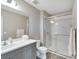 Bathroom with single vanity, shower, and toilet at 3322 Woodmont Dr, Parrish, FL 34219