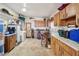 Workshop with wood cabinets, workbench and storage at 35138 Dale Ave, Zephyrhills, FL 33541
