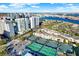 Aerial view of multiple tennis pickleball courts at 450 Knights Run Ave # 605, Tampa, FL 33602