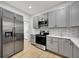 Modern kitchen with gray cabinets and stainless steel appliances at 915 E 20Th Ave, Tampa, FL 33605