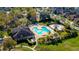 Aerial view of community pool, playground, and clubhouse at 17721 Bright Wheat Dr, Lithia, FL 33547