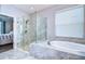 Spa-like bathroom with walk-in shower and free-standing tub at 17721 Bright Wheat Dr, Lithia, FL 33547