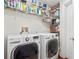 Bright laundry room featuring LG washer and dryer and storage shelves at 450 Knights Run Ave # 705, Tampa, FL 33602