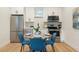 Modern kitchen and dining area with stainless steel appliances and white cabinetry at 979 11Th S Ave, St Petersburg, FL 33705