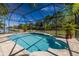 Enclosed pool area with screened enclosure and landscaping at 16122 Cedar Key Dr, Wimauma, FL 33598
