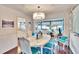 Bright dining room with white table and blue chairs at 2589 Redwood Cir, Clearwater, FL 33763