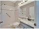 Bathroom with shower, toilet, and vanity with granite countertop at 2715 Durant Trails Blvd, Dover, FL 33527