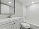 Clean bathroom, white subway tile, and updated vanity at 3020 Deleuil Ave, Tampa, FL 33610