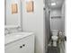 Clean bathroom with marble vanity, shower, and toilet at 6108 Pershing Ne St, St Petersburg, FL 33703