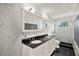 Modern bathroom with double vanity and walk-in shower at 11120 Kempton Vista Dr, Riverview, FL 33579