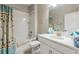 Clean bathroom with white vanity and bathtub at 31703 Cabana Rye Ave, San Antonio, FL 33576