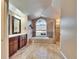 Spa-like bathroom with soaking tub, double vanity, and walk-in shower at 4101 Concord Way, Plant City, FL 33566