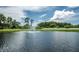 Serene community pond with a water fountain, surrounded by lush greenery at 10425 Westpark Preserve Blvd, Tampa, FL 33625